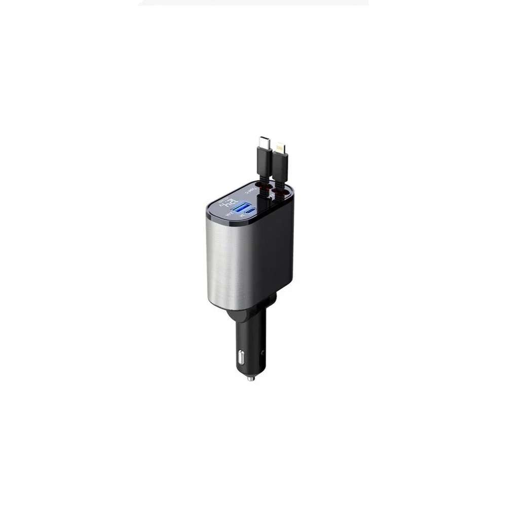 Metal Car Charger 120W Super Fast Charging Car Cigarette Lighter USB And TYPE-C